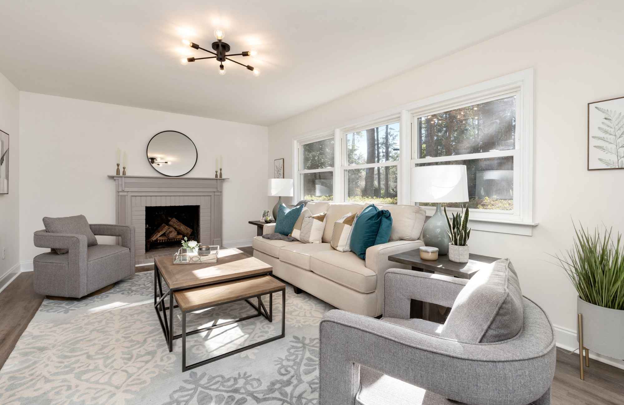 mickler-and-co-design-studio-wrightsville-beach-nc-staging-tips-to-make-small-spaces-appear-larger-monochromatic-palette-living-room-design-model-home-staging